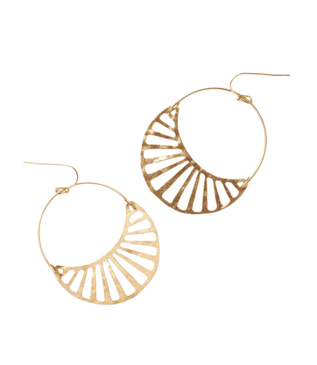 Rajani Gold Hoop Earrings - Crescent Disc by Matr Boomie - Sumiye Co