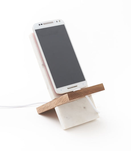Indukala Moon Phase Phone Stand for Desk - Wood, Marble, Brass by Matr Boomie - Sumiye Co