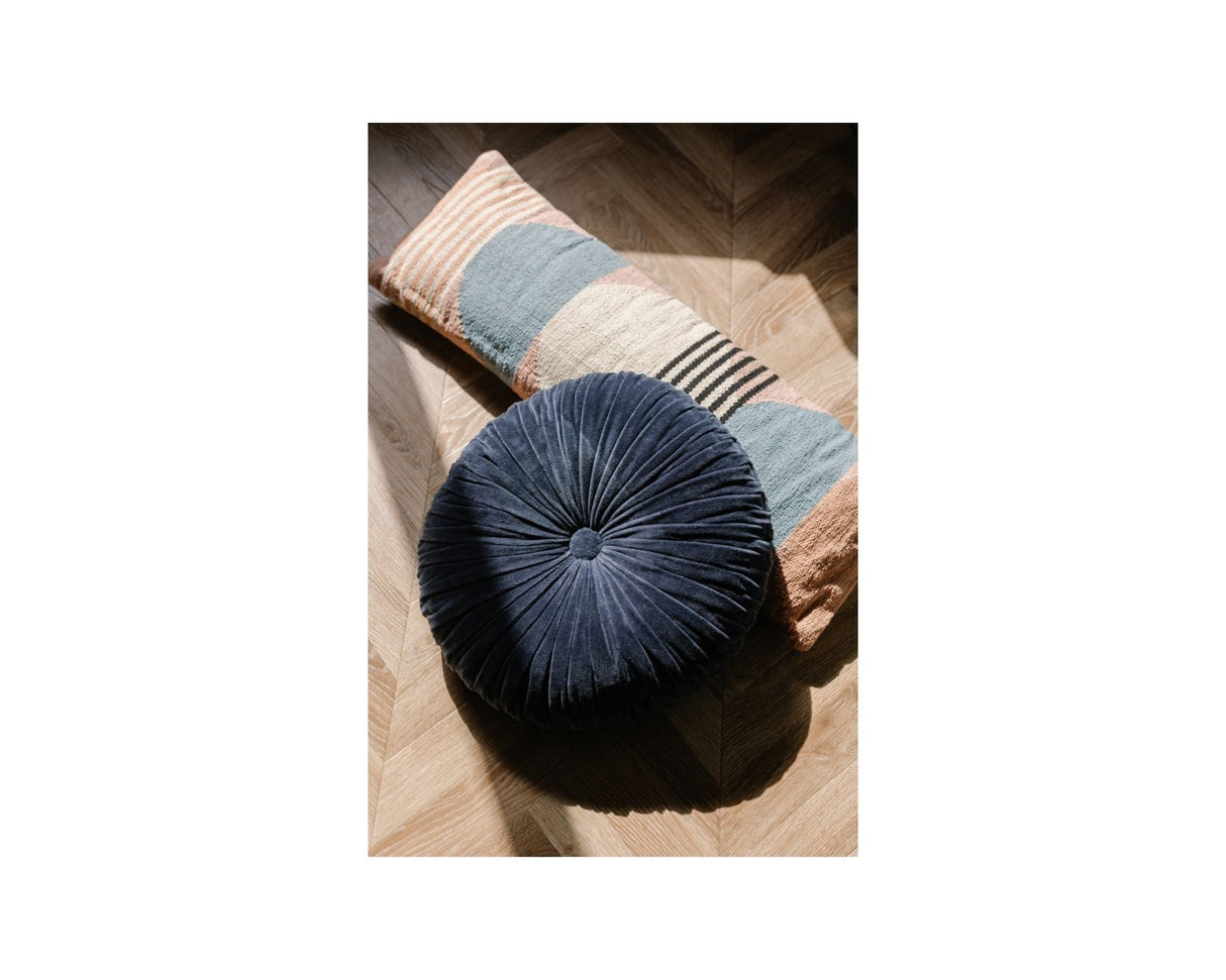 Lumbar Pillow | Handmade Circle Geo Multi Blue - 12in x 34in - Sumiye Co