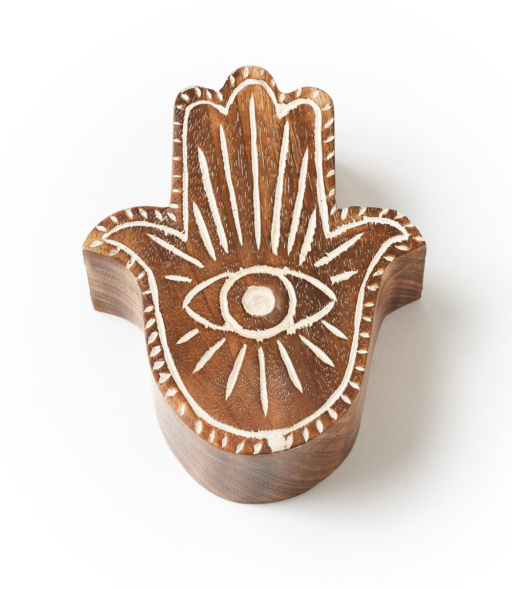 Drishti Hamsa Evil Eye Swivel Lid Box - Handmade, Fair Trade by Matr Boomie - Sumiye Co