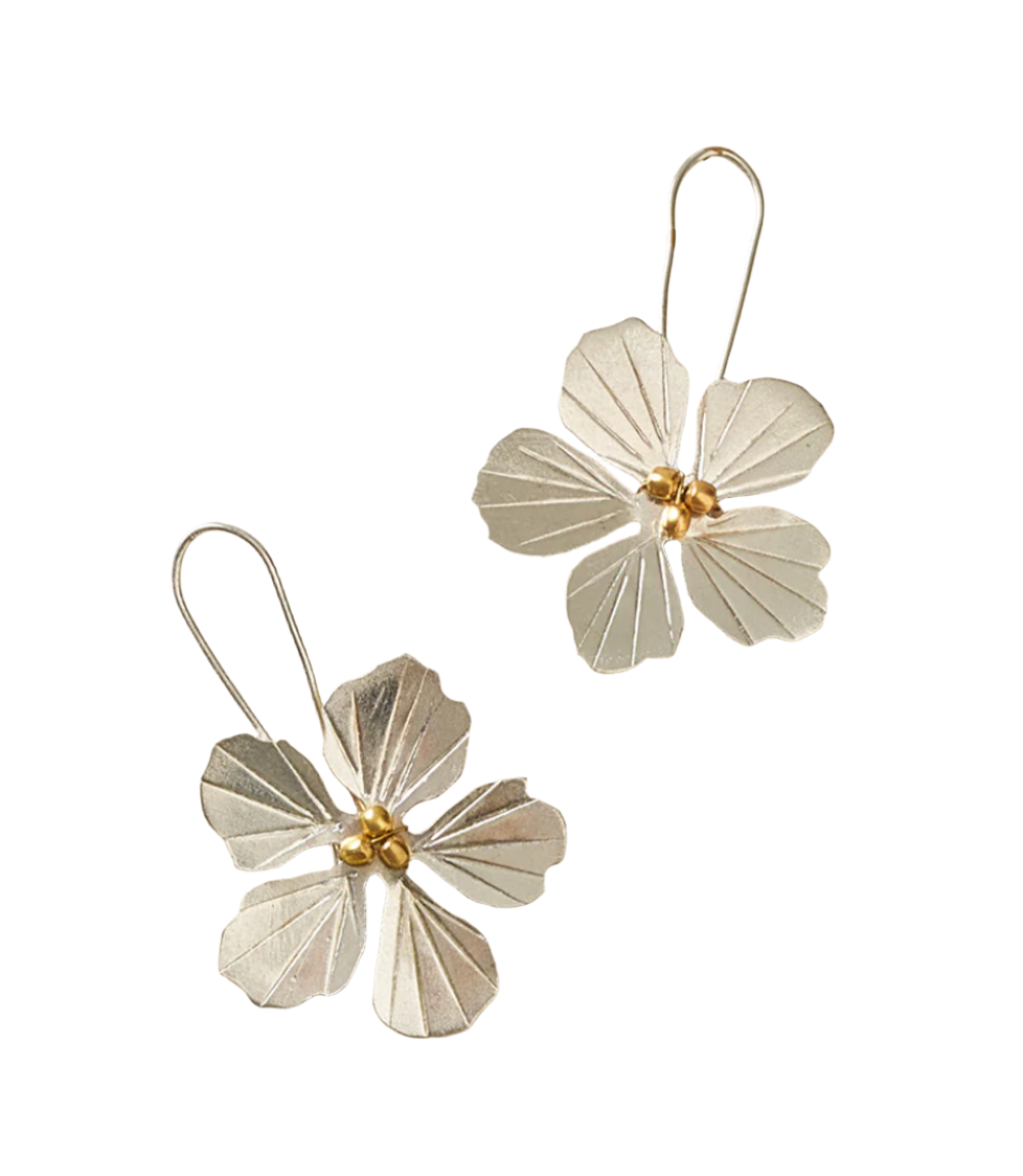 Sayuri Flower Silver Drop Earrings by Matr Boomie - Sumiye Co