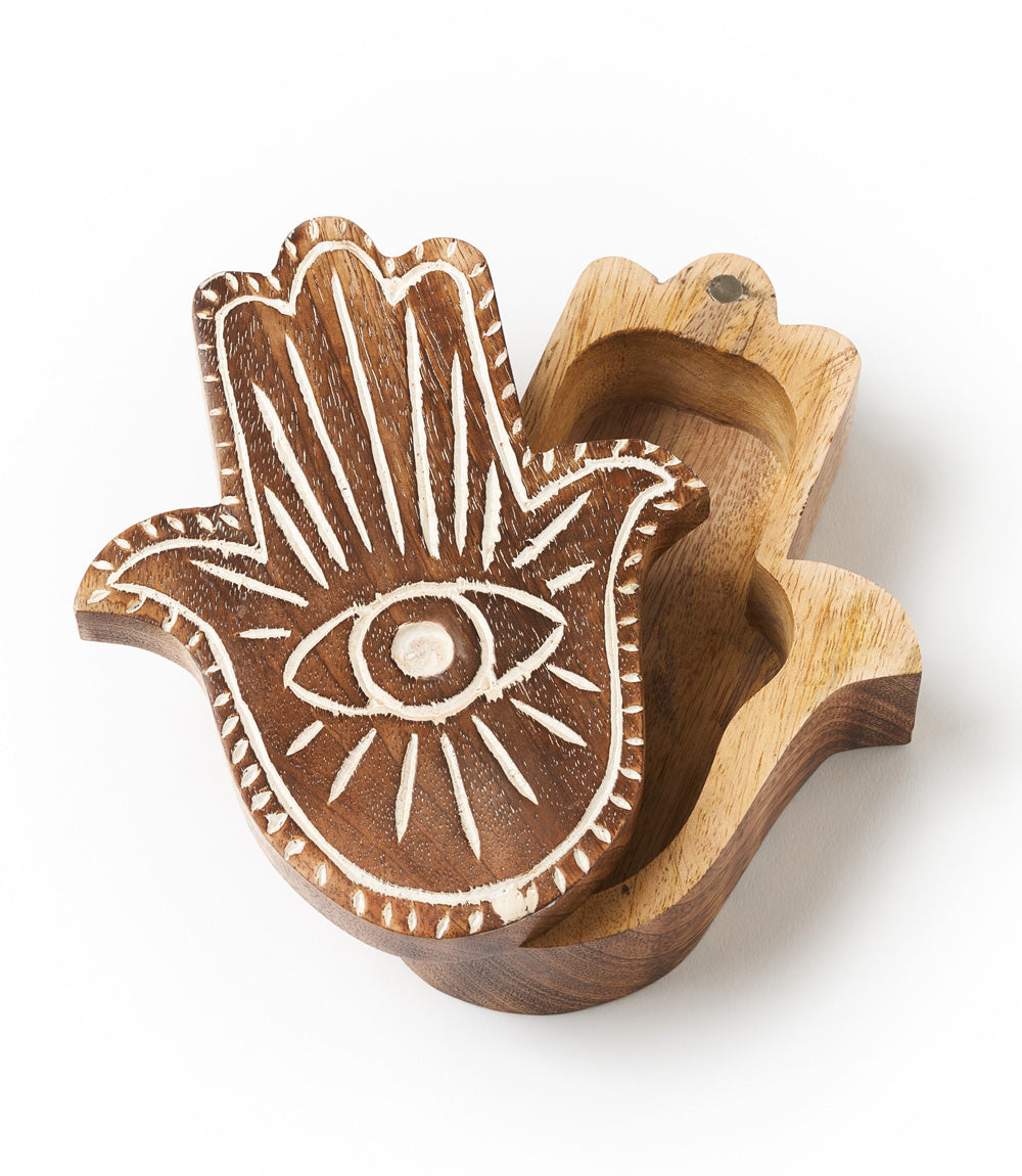 Drishti Hamsa Evil Eye Swivel Lid Box - Handmade, Fair Trade by Matr Boomie - Sumiye Co