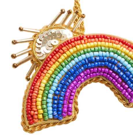 Rainbow Sun Rays Felt Ornament - Hand Embroidered - Sumiye Co