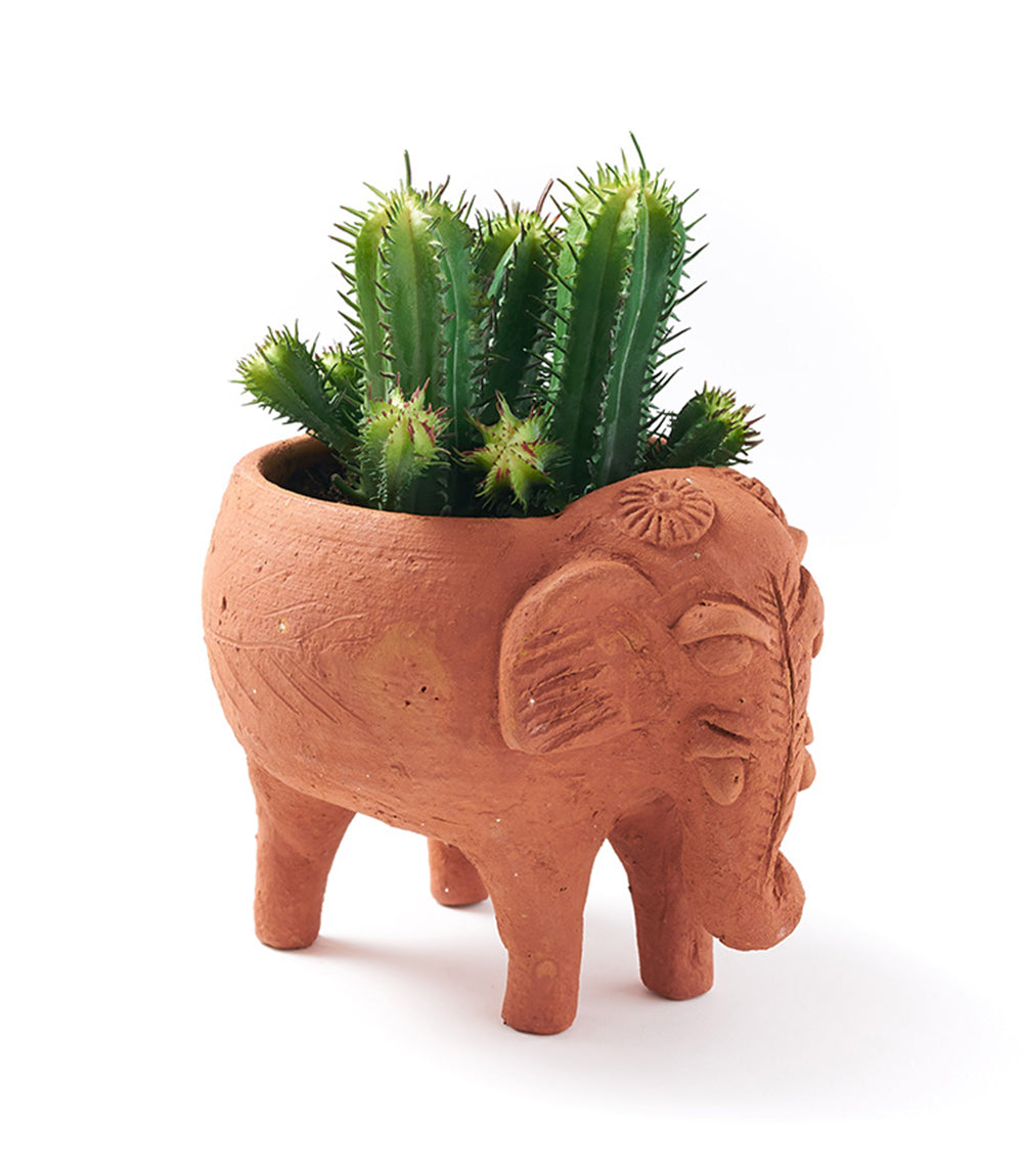 Rakshana Elephant Plant Pot - Terracotta by Matr Boomie - Sumiye Co