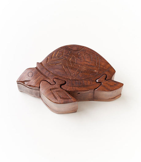 Sea Turtle Puzzle Box - Sustainably Sourced Hand Carved Wood by Matr Boomie - Sumiye Co