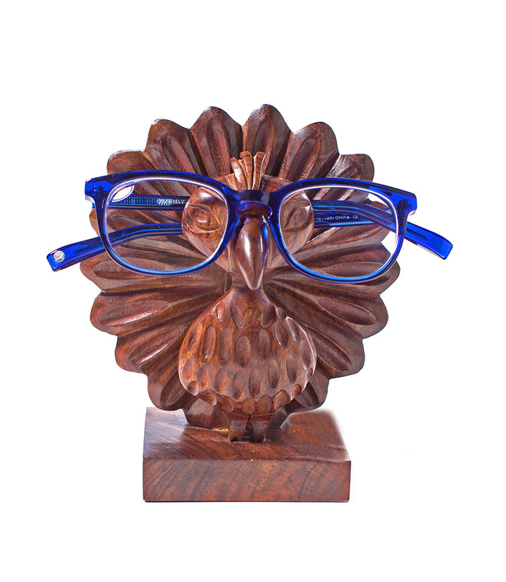 Peacock Glasses Holder Stand - Handcrafted Wood by Matr Boomie - Sumiye Co