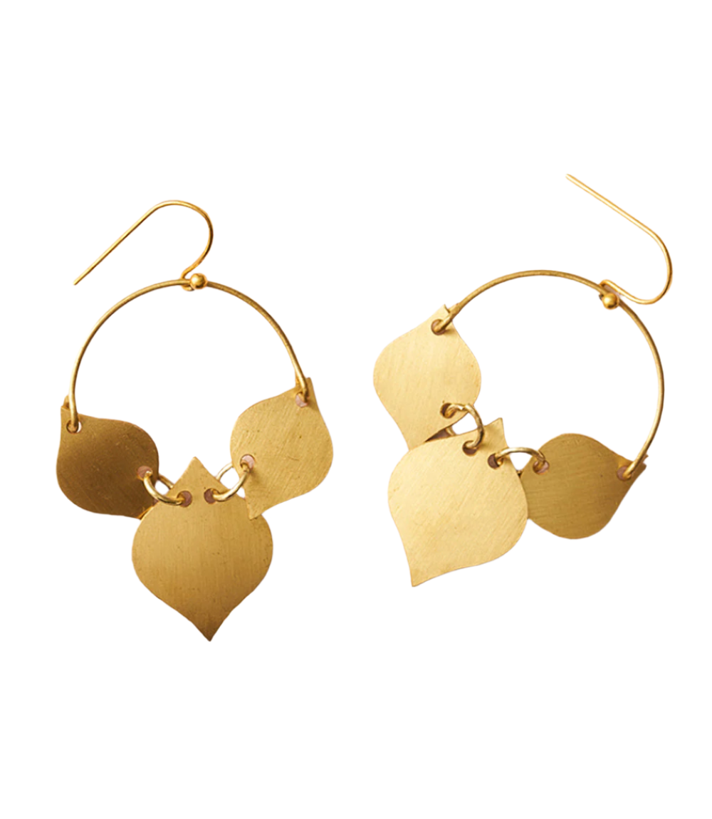 Chameli Leaf Gold Drop Earrings by Matr Boomie - Sumiye Co