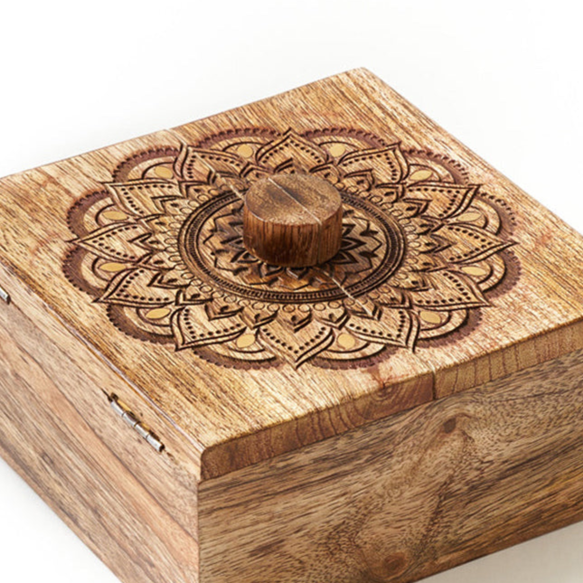 Mandala Keepsake Box - Mango Wood, Fair Trade - Sumiye Co