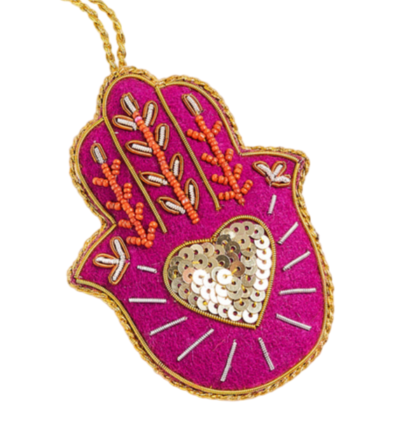 Hamsa Felt Ornament - Hand Embroidered - Sumiye Co