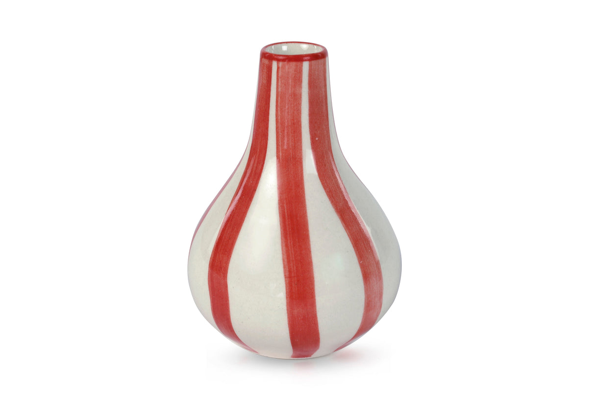 Ceramic Stripe bud vase, Red - 3.5 x 3.5 x 4.75 Inches ( Set of 2 )