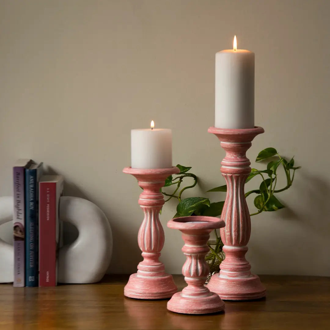Rosé Reverie Pillar Candleholder Set - Sumiye Co