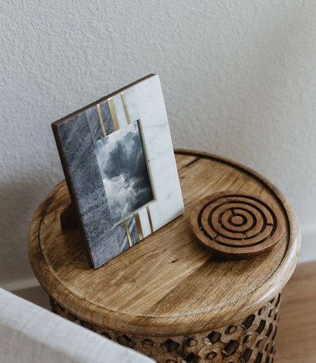 Sammita 4x6 Black & White Picture Frame - Hand Carved Marble by Matr Boomie - Sumiye Co