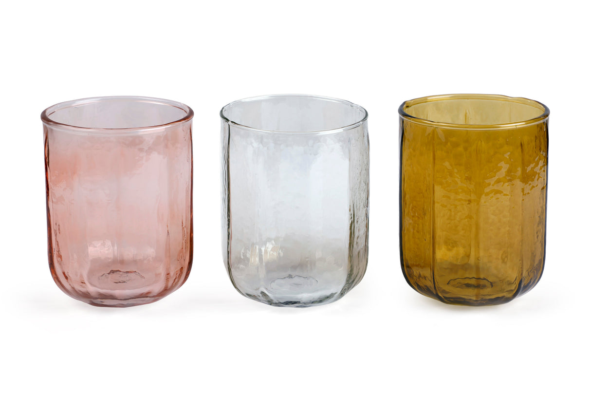 Hammered Water Glass , Natural - 4 X 3 Inches ( Set of 4 ) - Sumiye Co
