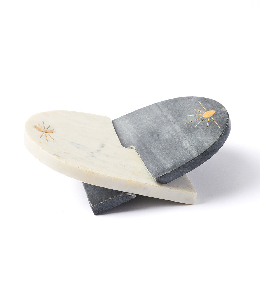 Indukala Moon Phase Book Holder Stand - Black, White Marble by Matr Boomie - Sumiye Co