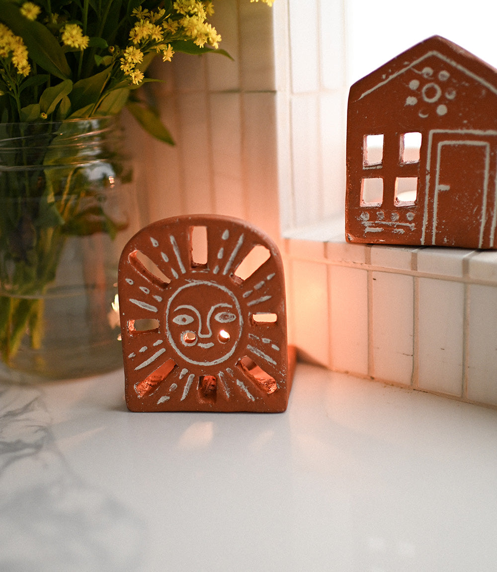 Vasanta Sunrise Tealight Candle Holder - Terracotta by Matr Boomie - Sumiye Co
