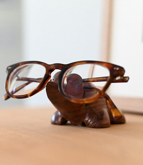 Turtle Eyeglasses Holder/Stand - Hand Carved Indian Rosewood by Matr Boomie - Sumiye Co