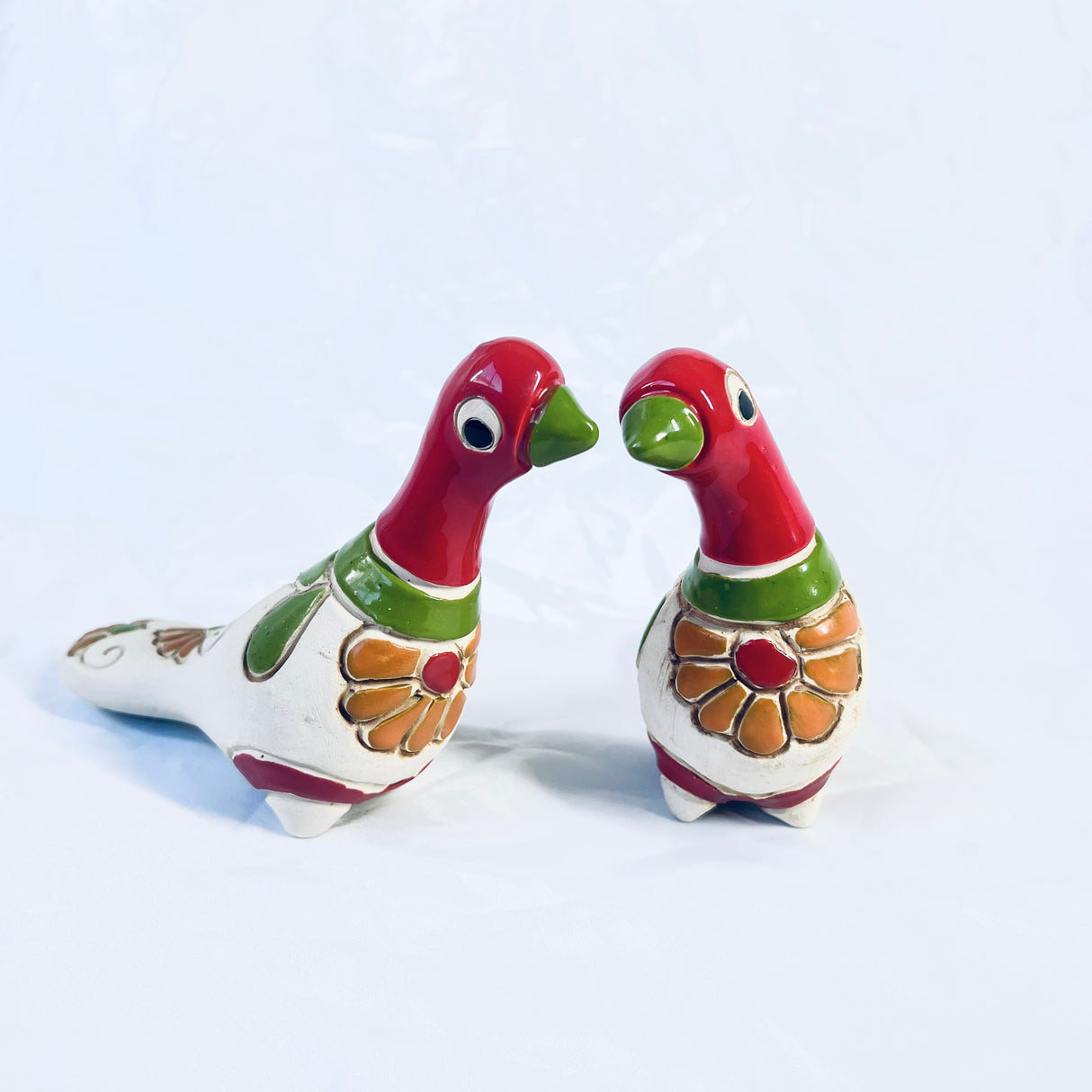 Ceramic Birds Set – Handmade Folk Art Sculpture from Colombia - Sumiye Co
