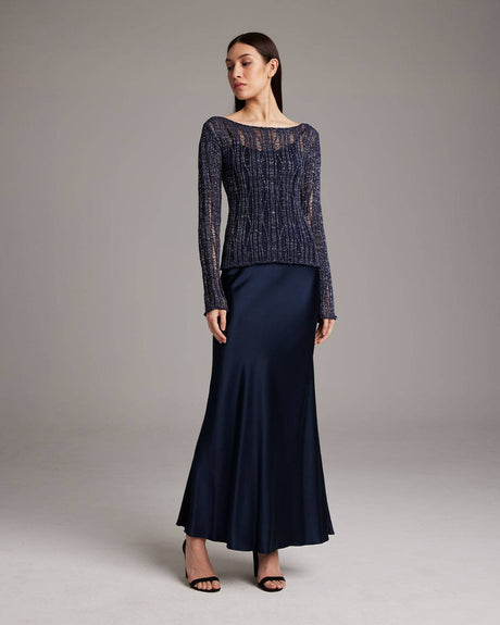 Lace Knit Boatneck Sweater - Sumiye Co