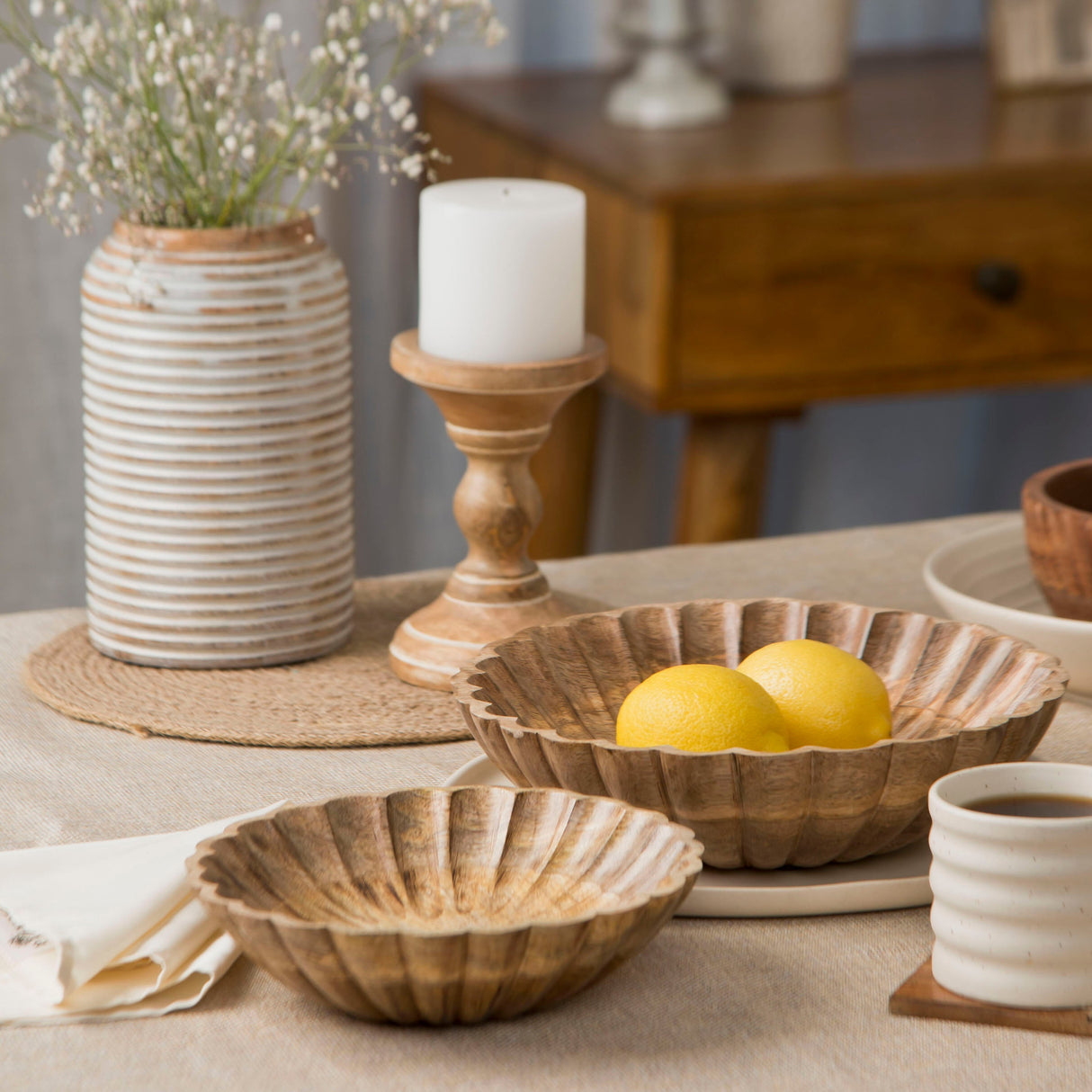 Scallop Serenity Bowls - Natural - Sumiye Co