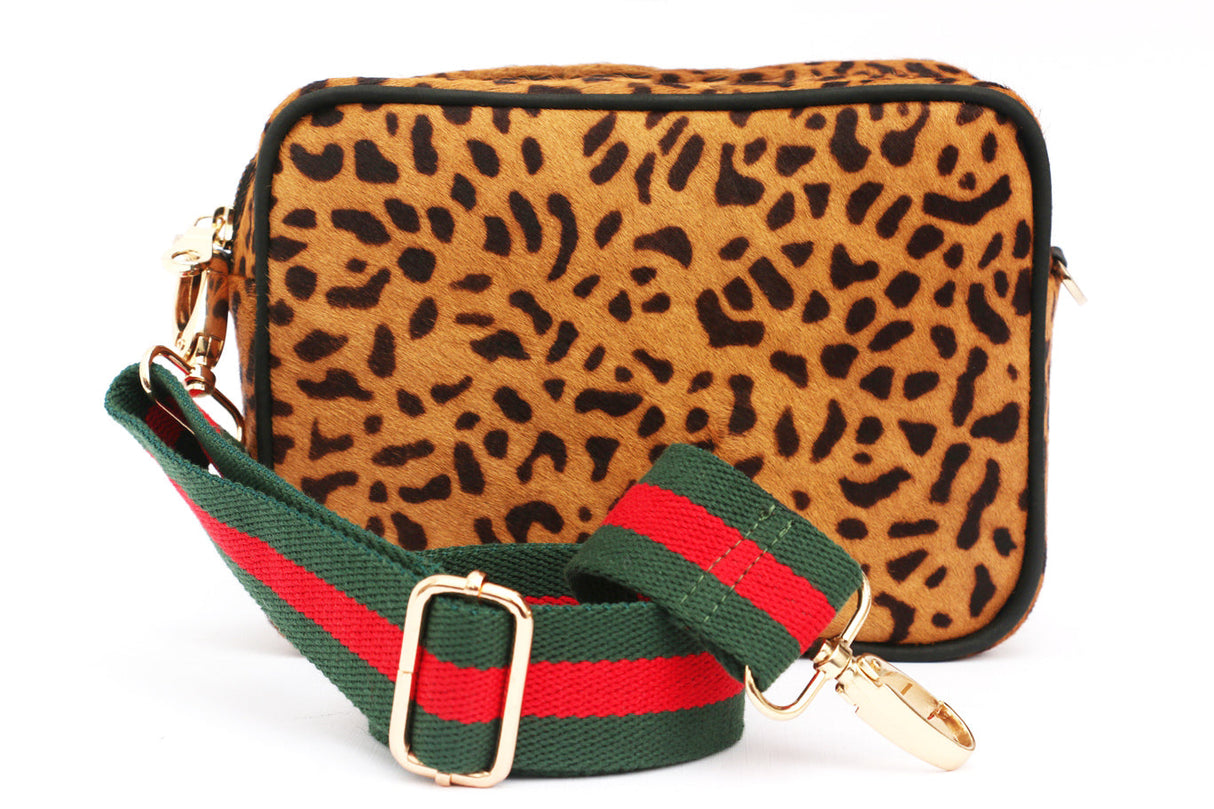 Leopard Print Leather Camera Crossbody Bag  | Ethically Sourced Hides - Sumiye Co