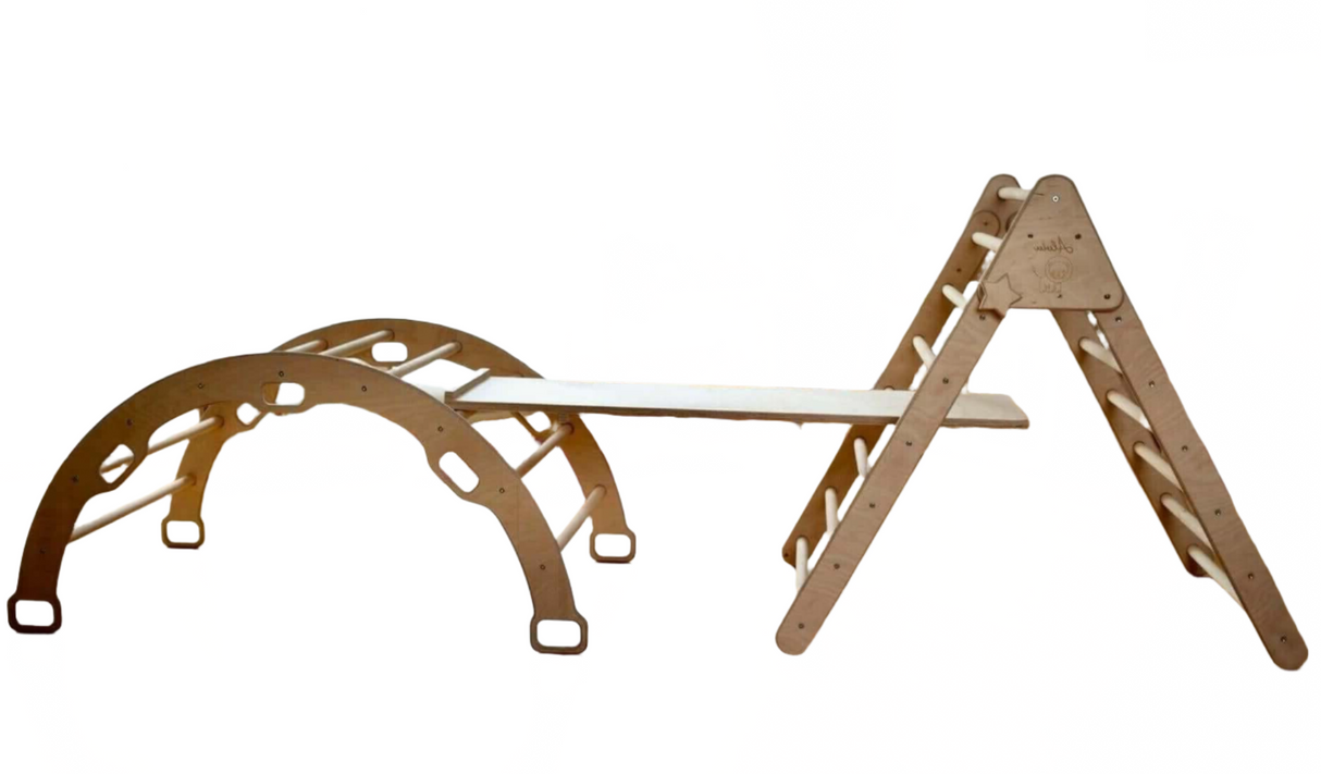 Montessori Climbing Set (3 Pieces)| Pikler Triangle, Climbing Arch & Ramp - Sumiye Co