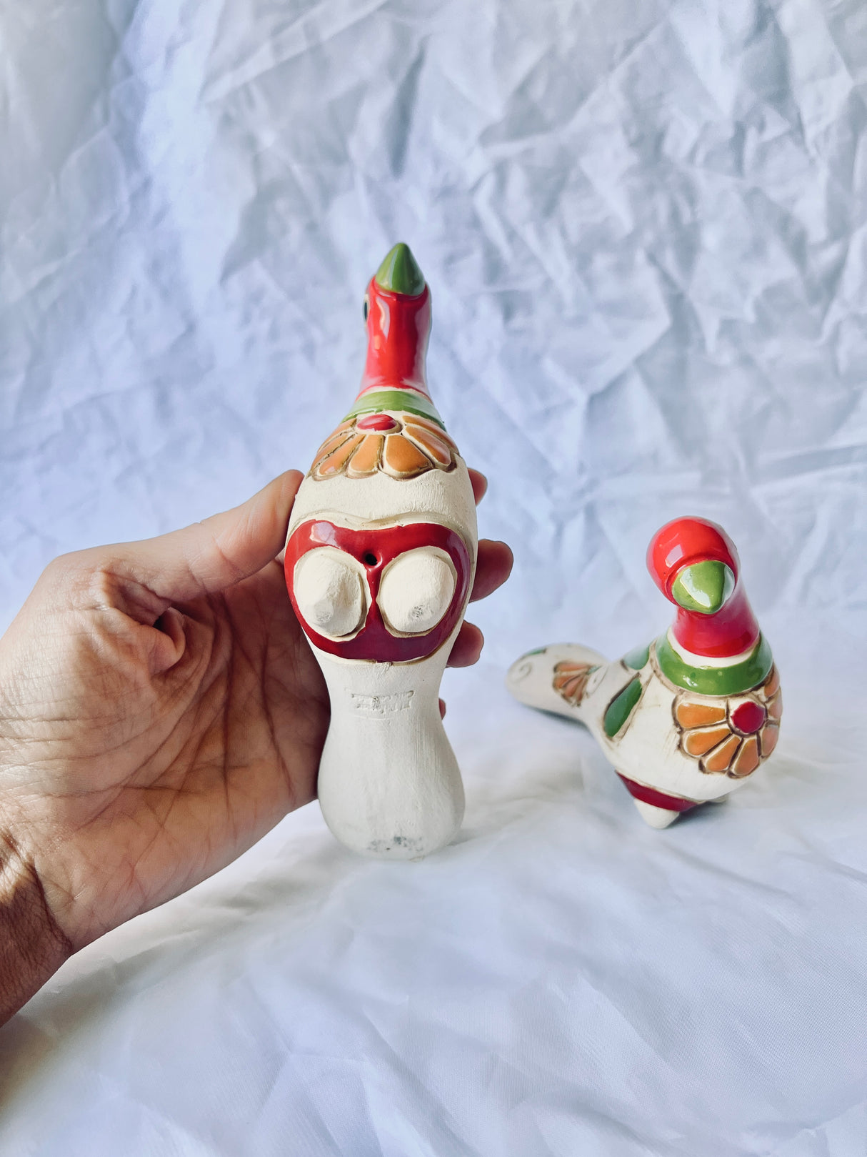 Ceramic Birds Set – Handmade Folk Art Sculpture from Colombia - Sumiye Co