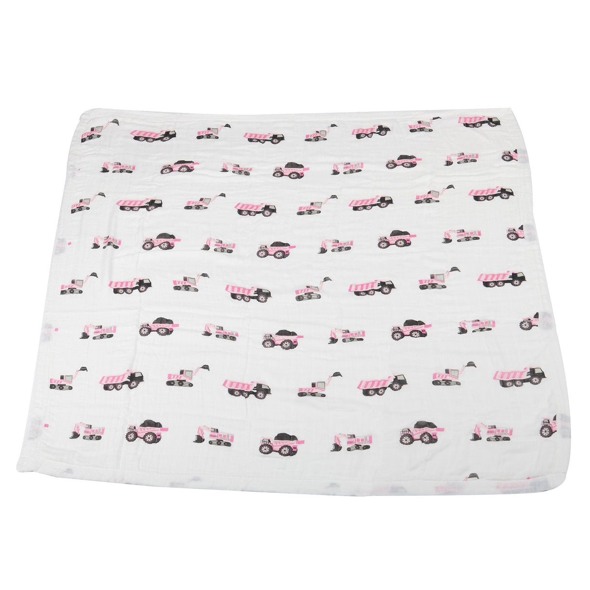 Pink Digger and White Bamboo Muslin Newcastle Blanket-2