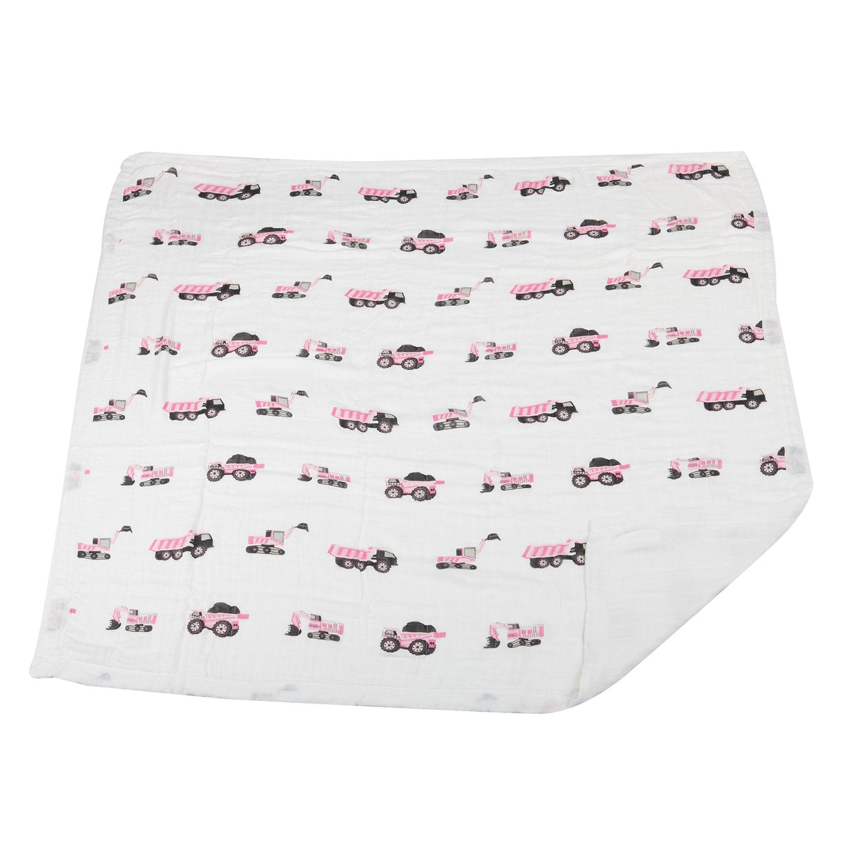 Pink Digger and White Bamboo Muslin Newcastle Blanket-3
