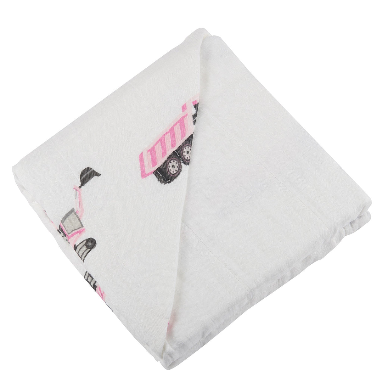Pink Digger and White Bamboo Muslin Newcastle Blanket-1
