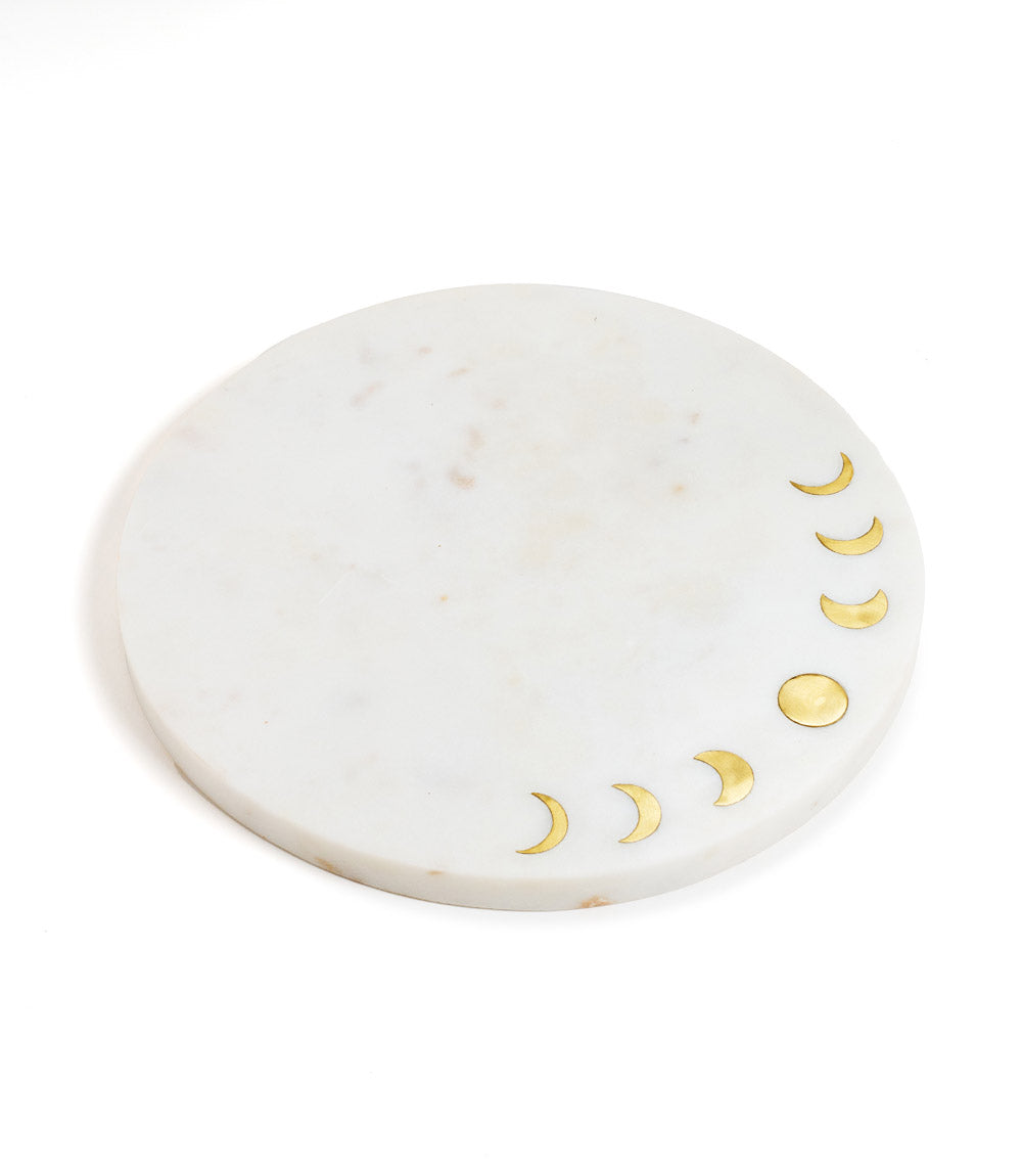 Indukala Moon Phase Cheese Charcuterie Serving Board - Brass & Marble by Matr Boomie - Sumiye Co