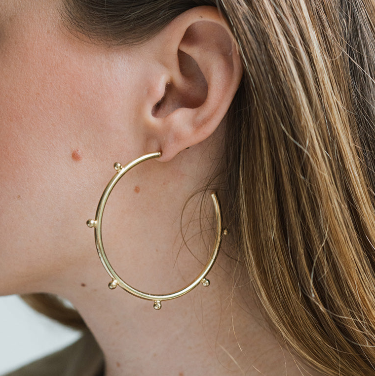 Bhavani Gold Dot Hoop Earrings by Matr Boomie - Sumiye Co