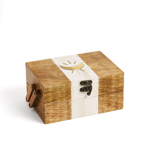 Indukala Crescent Moon Tiered Jewelry Box - Bone, Wood, Brass by Matr Boomie - Sumiye Co
