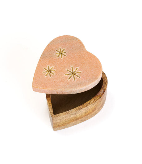 Jaipuri Heart Keepsake Box - Pink Carved Marble by Matr Boomie - Sumiye Co