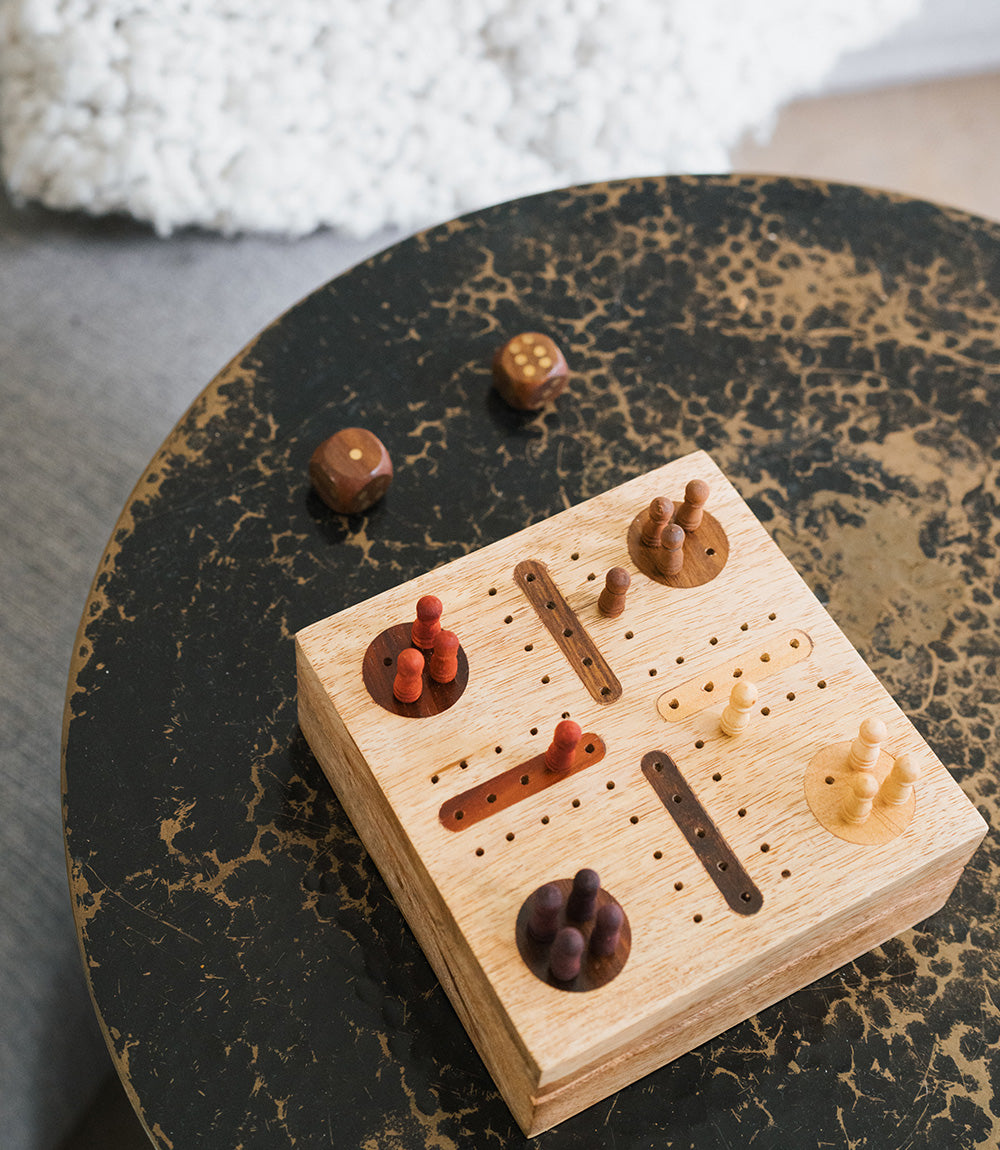 Pachisi Travel Game Set - Hand Carved, Fair Trade by Matr Boomie - Sumiye Co