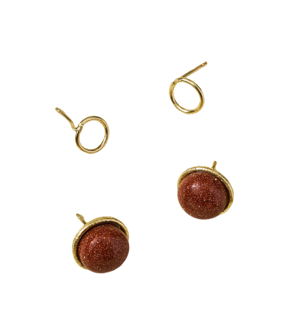 Indali Goldstone Stud Earrings - Set of 2 Semi Precious by Matr Boomie - Sumiye Co