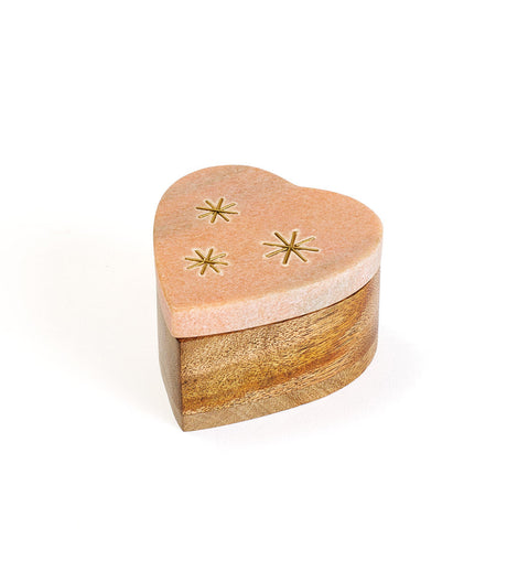 Jaipuri Heart Keepsake Box - Pink Carved Marble by Matr Boomie - Sumiye Co