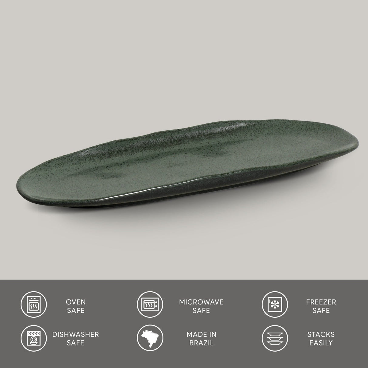 Shallow Organic Oval Platter Large Set of 4