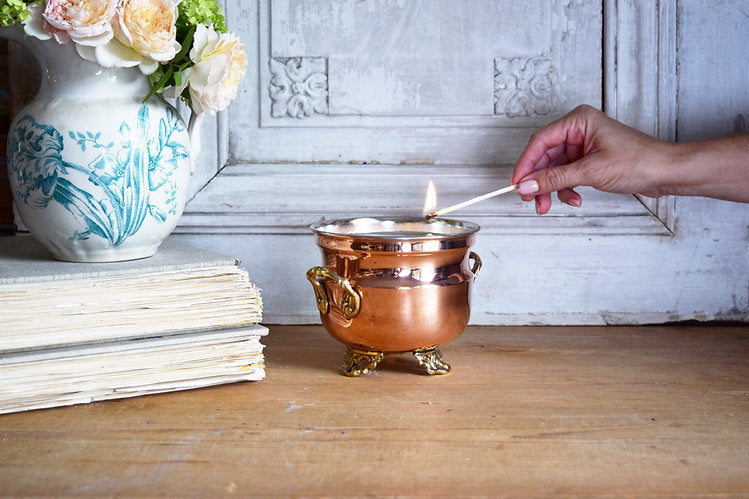 Copper Grapefruit Mint Jardinière Candle | Vintage Inspired French - Sumiye Co