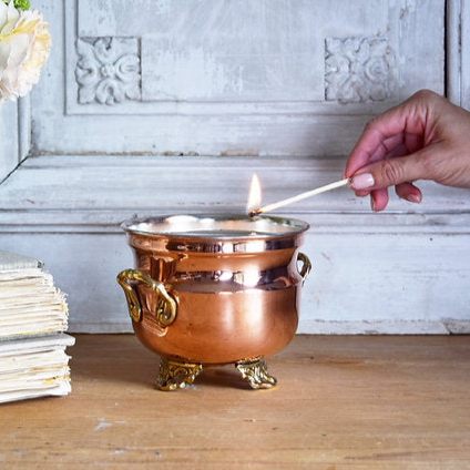 Copper Grapefruit Mint Jardinière Candle | Vintage Inspired French - Sumiye Co