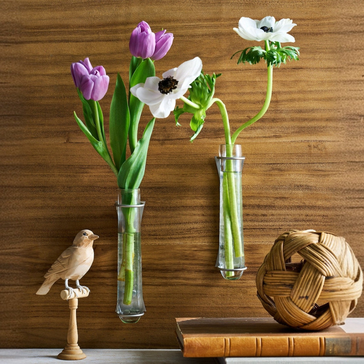 Pebbled Floral Wall Vase - Set of 2 - Sumiye Co