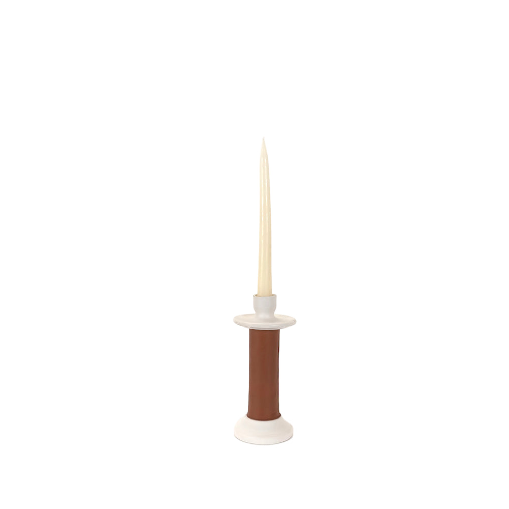 Alcantara-Frederic Leather-Wrapped Candle Holder | Morocco - Sumiye Co