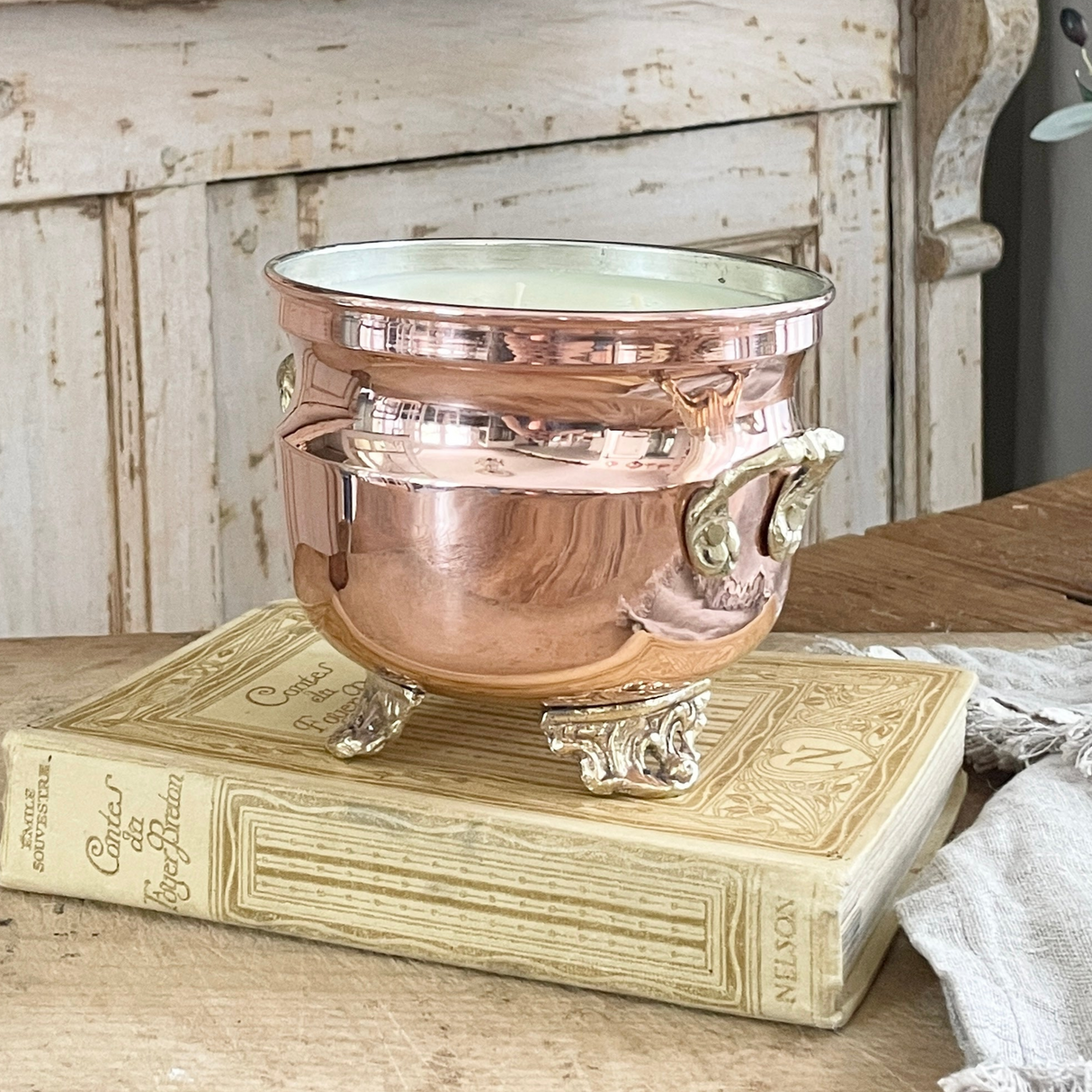 Copper Grapefruit Mint Jardinière Candle | Vintage Inspired French - Sumiye Co