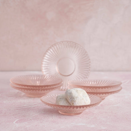 Pink Glass Small Plates - Set of 6 - Sumiye Co