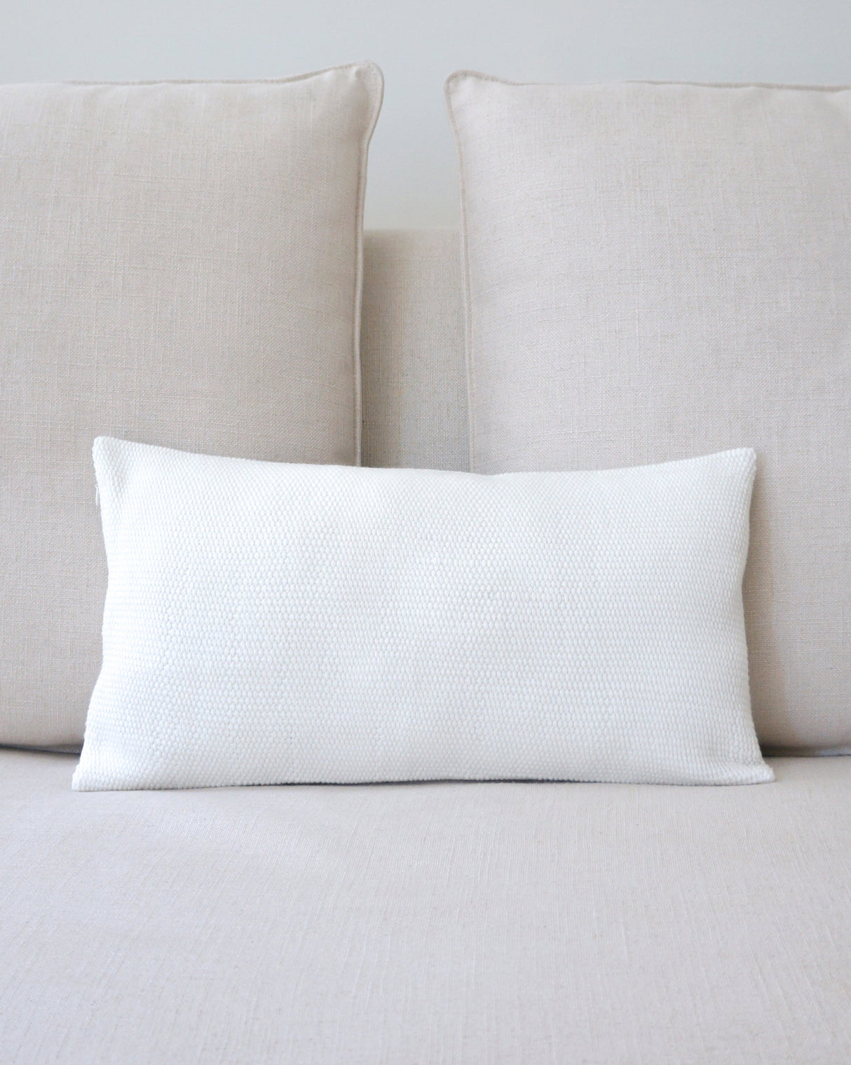 Solid Lumbar Pillow in Ivory Cotton - Sumiye Co