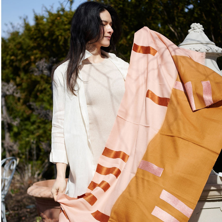 Hand Embroidered Modern Artisanal Scarf