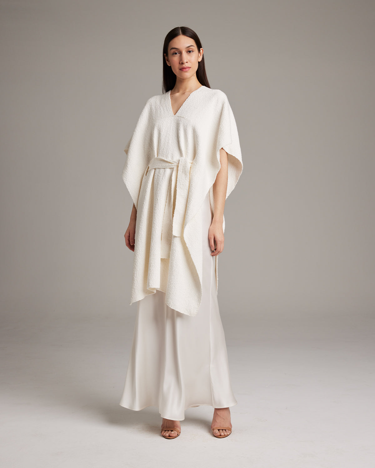 Textured Cotton Solid Kaftan - Sumiye Co