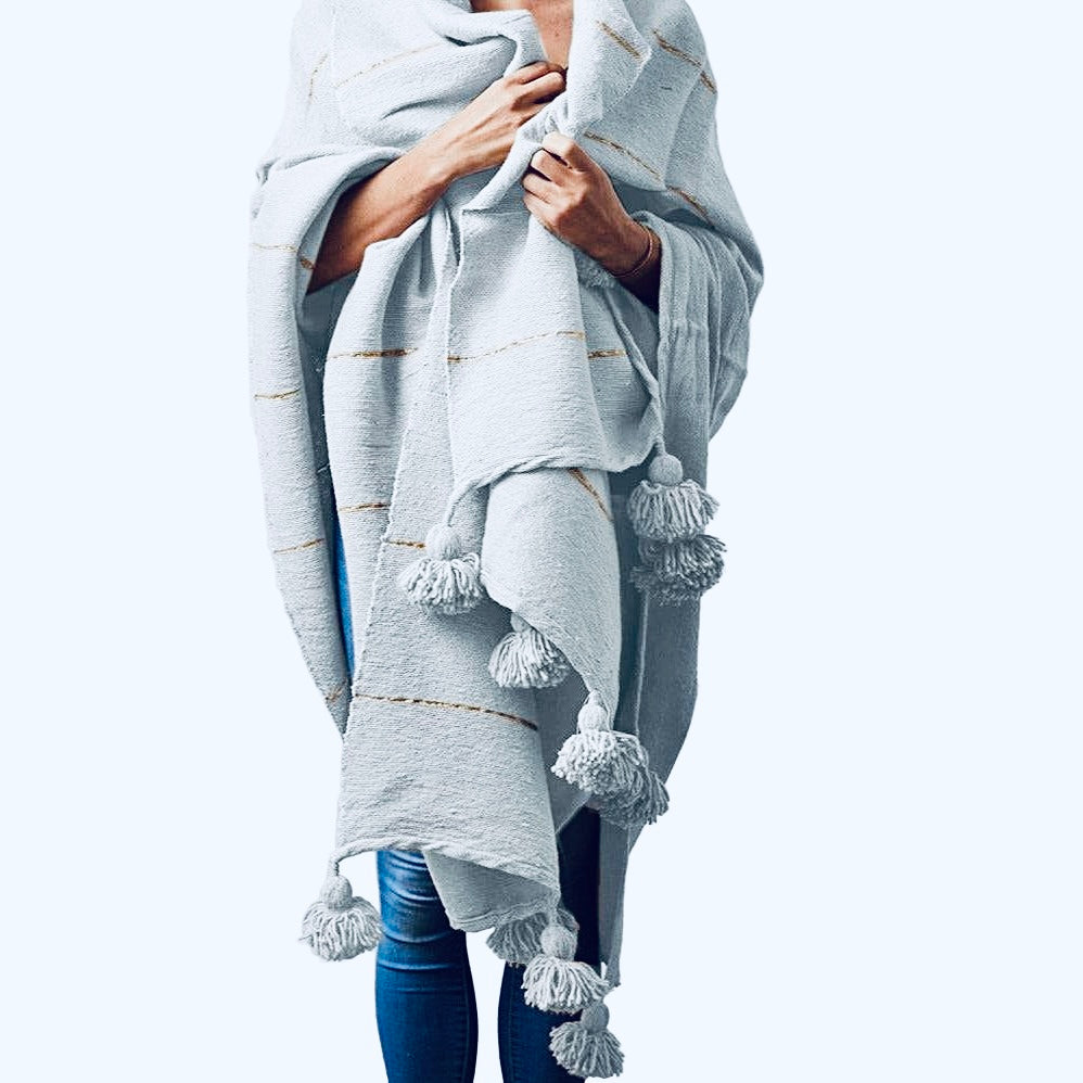 Moroccan Tasseled Blankets 78" x 58" - Sumiye Co