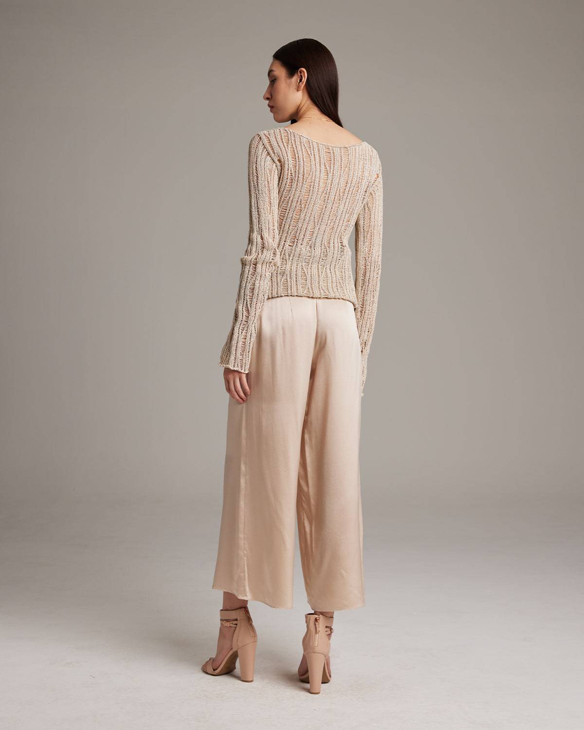 Lace Knit Boatneck Sweater - Sumiye Co