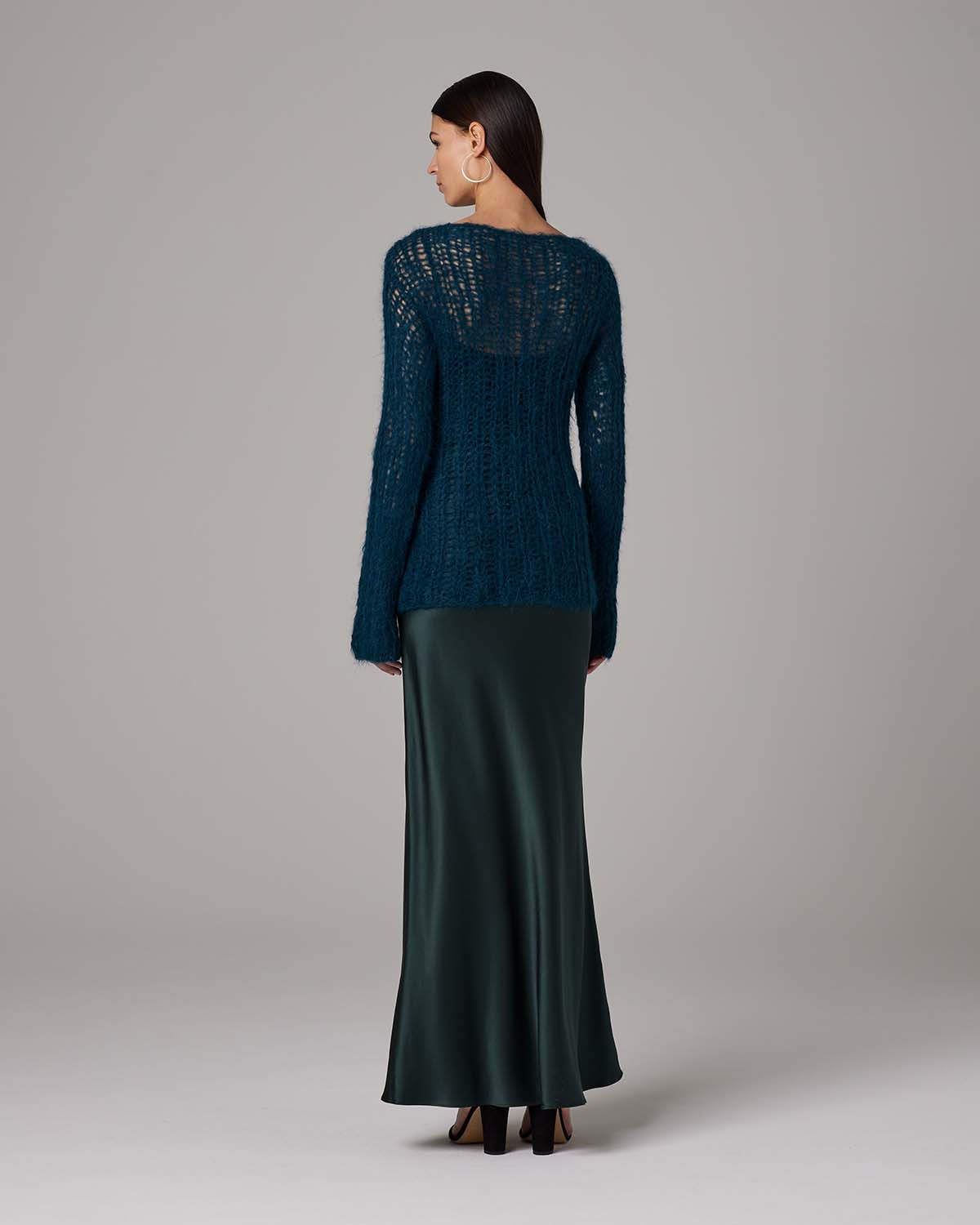 Open Mesh Boatneck Sweater - Sumiye Co