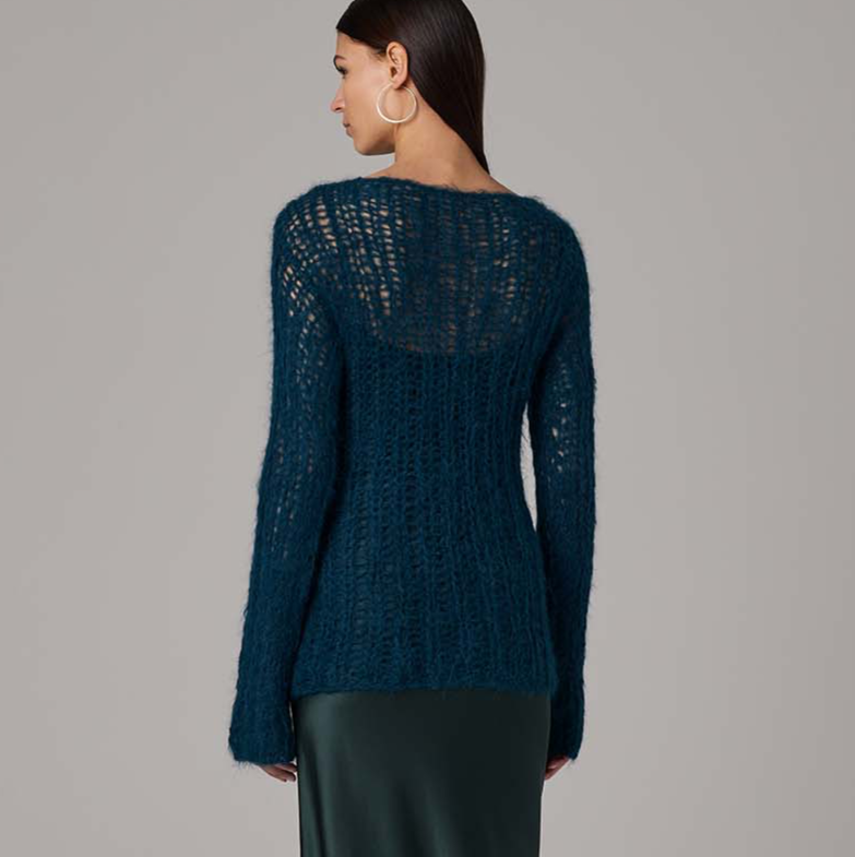 Open Mesh Boatneck Sweater - Sumiye Co